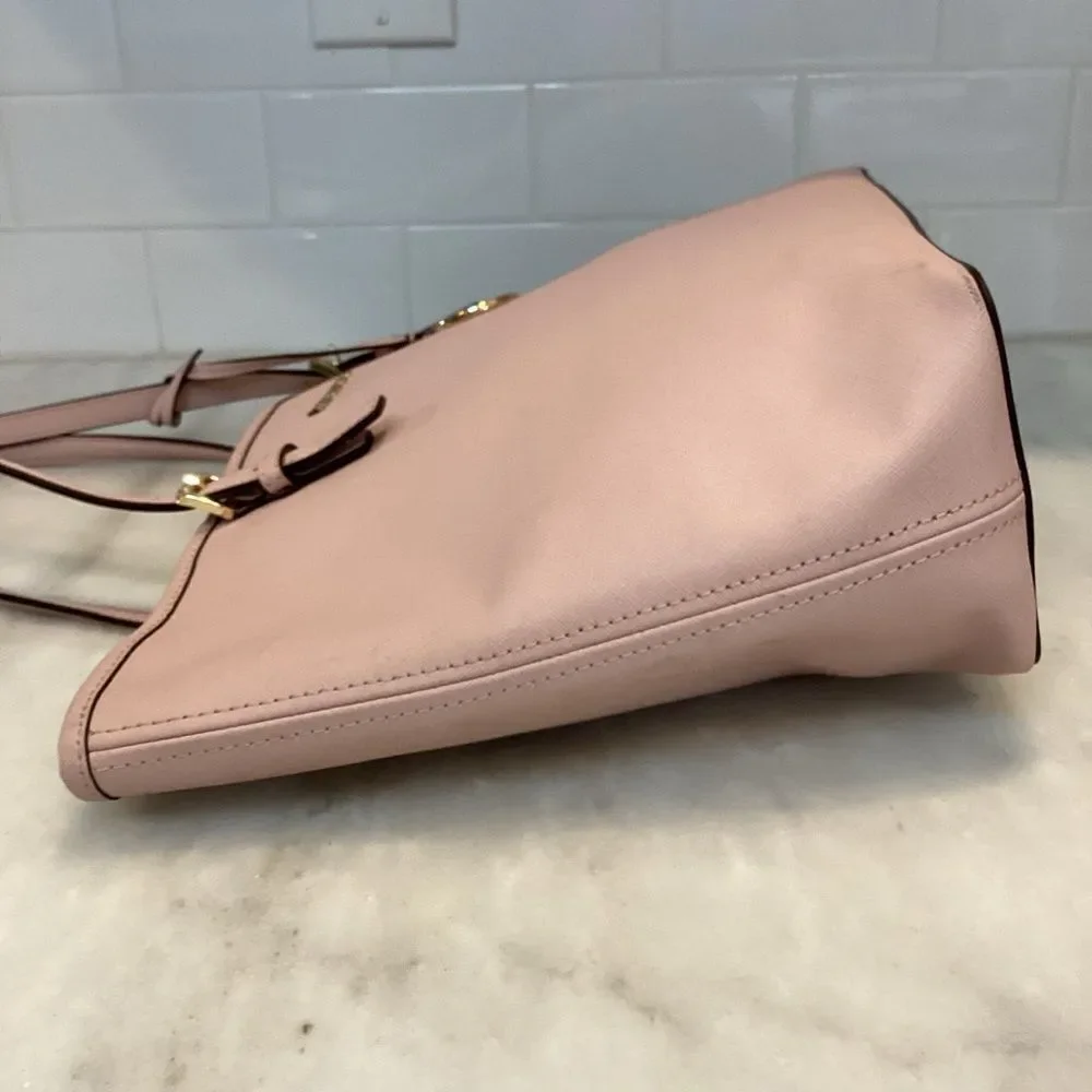 Michael Kors Purse Handbag Leather Jet Set Carry All Pink Tote Bag Pocketbook